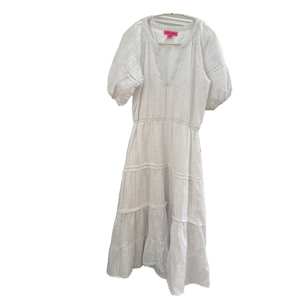 Vtg Betsey Johnson Maxi Dress M Cottage-Core Prairie Boho Babydoll Milkmaid Y2K